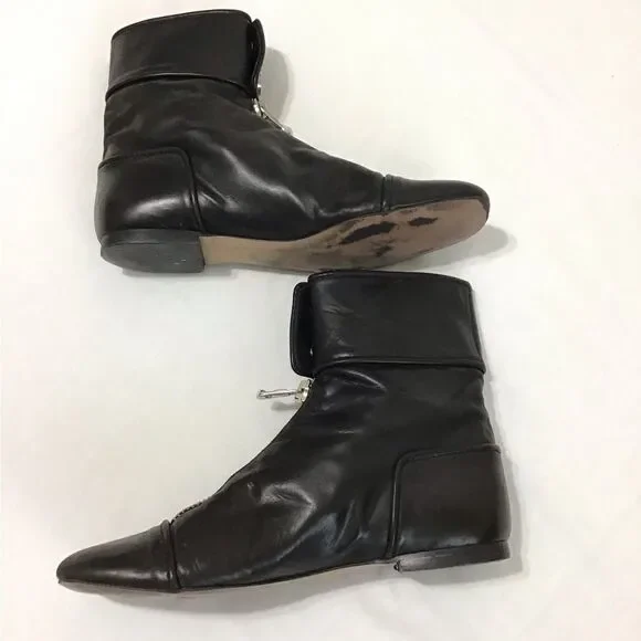 Zara Woman Black Studio Flat Ankle Zip Boots Size 39 - Picture 6 of 10